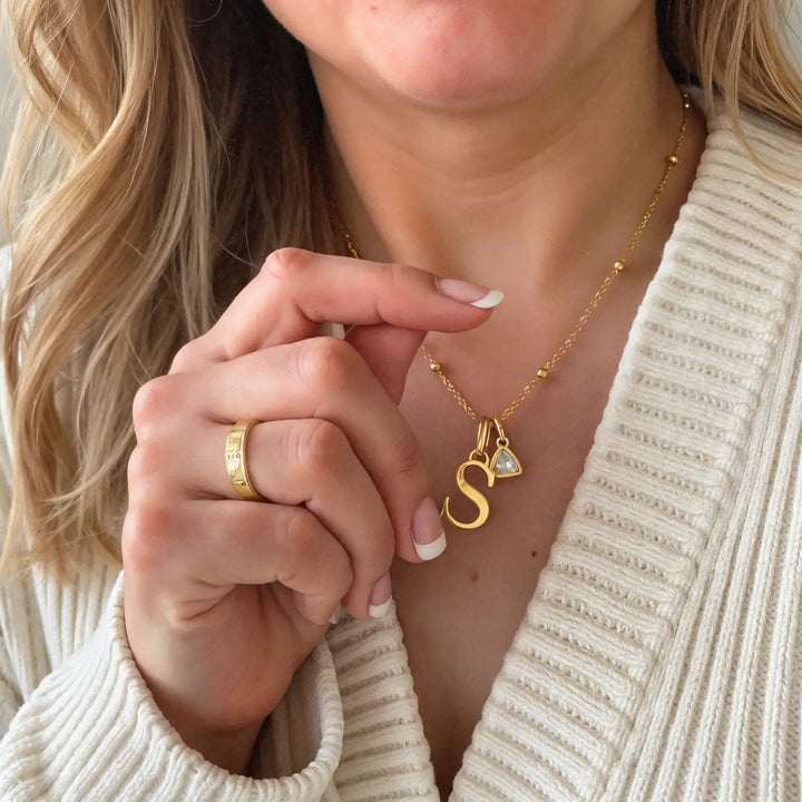 Celeste Birthstone Initial Necklace