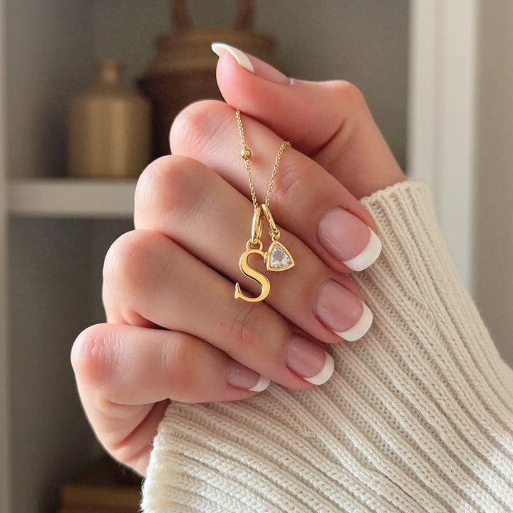Celeste Birthstone Initial Necklace