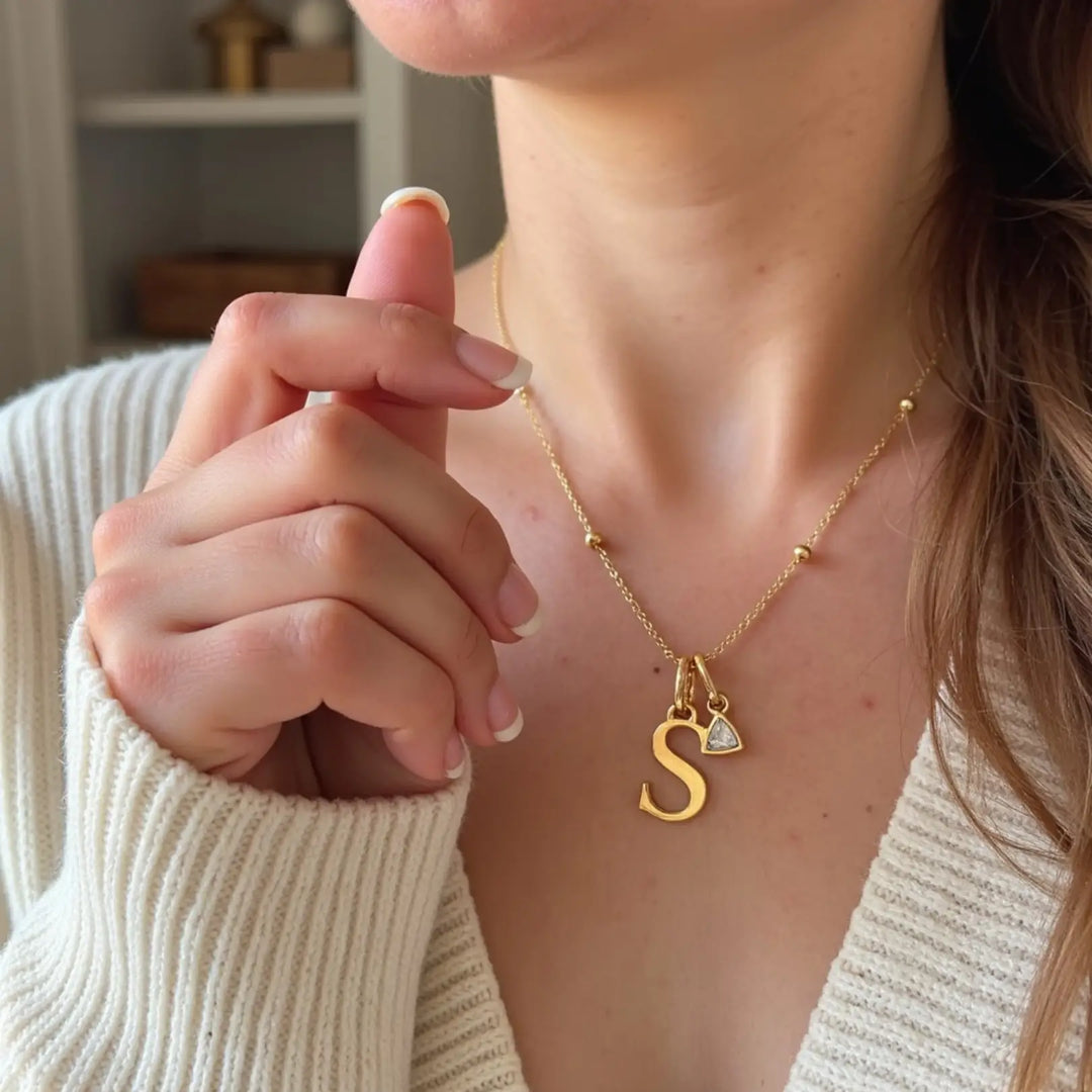 Celeste Birthstone Initial Necklace