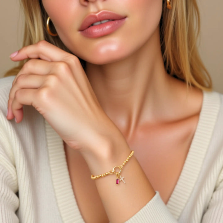 Soléa Cross & Baguette Beaded Bracelet