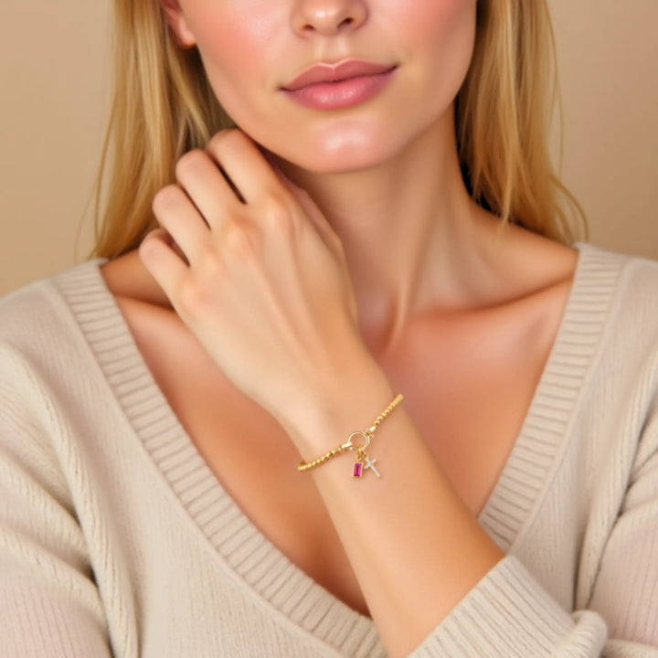 Soléa Cross & Baguette Beaded Bracelet